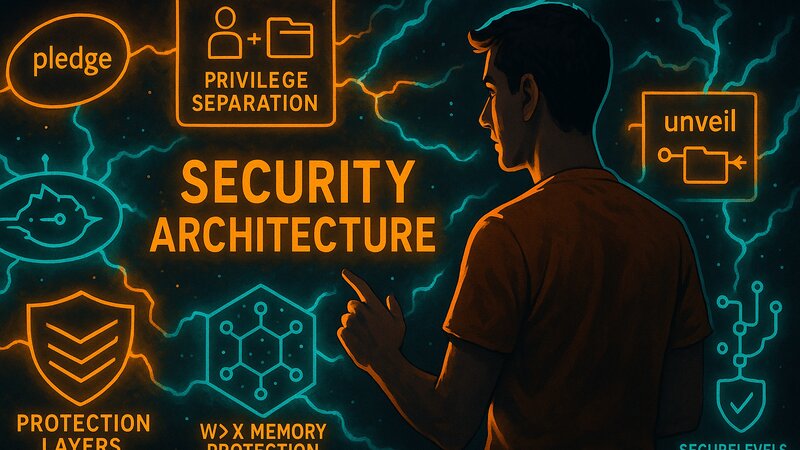 Sicherheitsarchitektur: pledge, unveil, W^X
