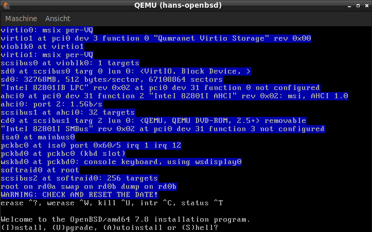 OpenBSD Installer Start